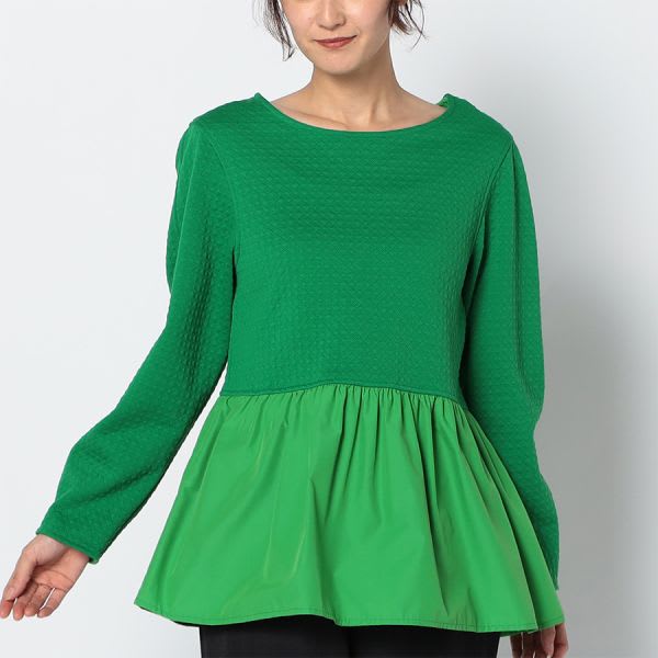 裾フリル異素材切り替えカットソー