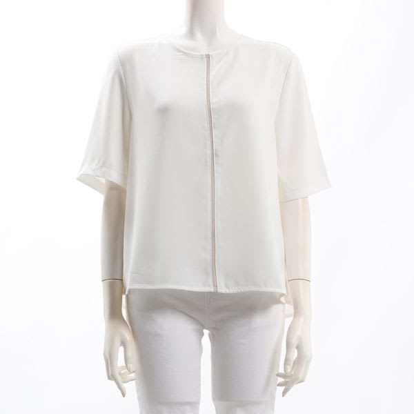 配色ラインクルーネックブラウス