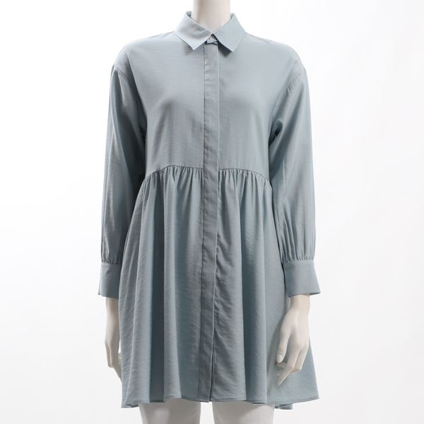 ウエスト切り替えシャツカラーブラウス