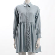 ウエスト切り替えシャツカラーブラウス