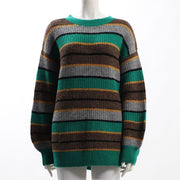 マルチボーダークルーネックニット