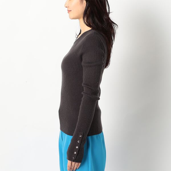 クルーネックリブニット