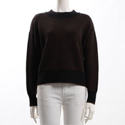 編み柄リブデザインクルーネックニット