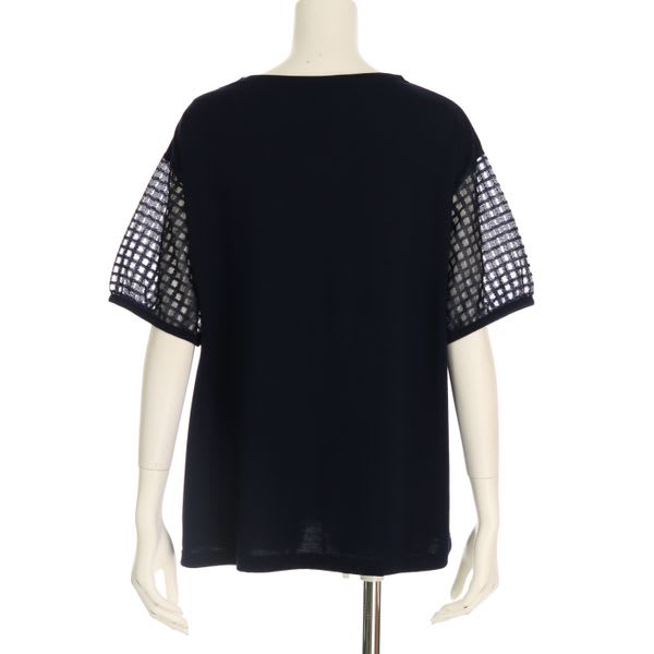 袖透けVネックカットソー