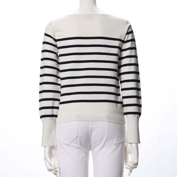 ボーダー柄ボートネックニット