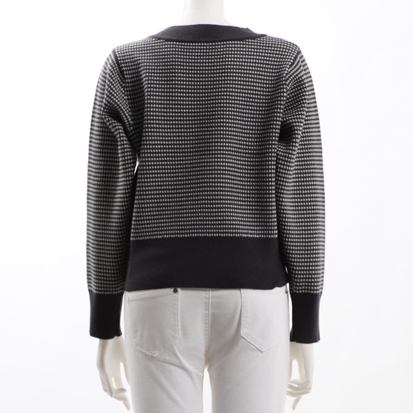 編み柄リブクルーネックニット