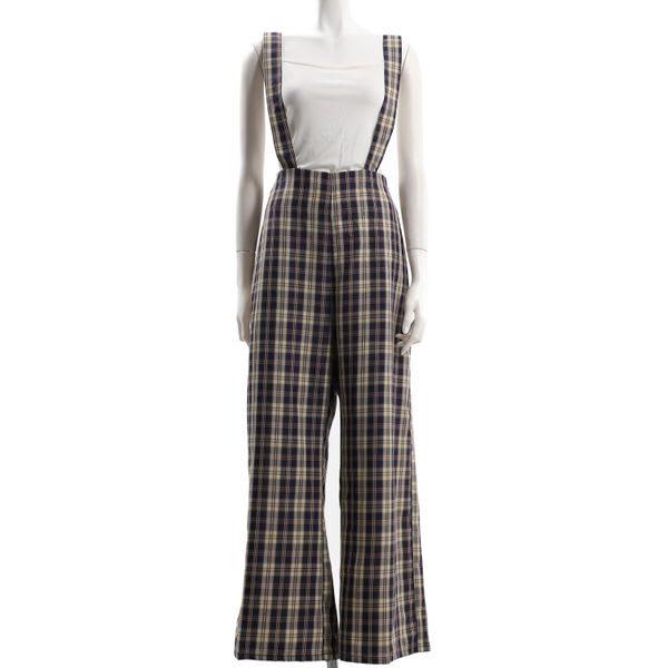 チェック柄サロペットパンツ