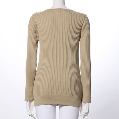 ラウンドネックリブニットプルオーバー