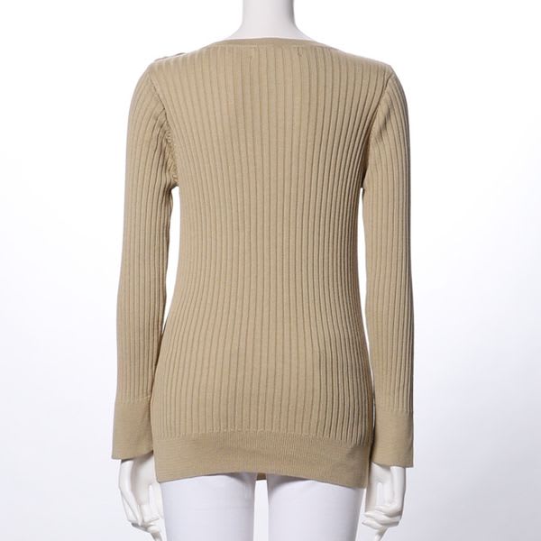 ラウンドネックリブニットプルオーバー