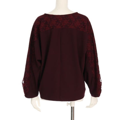 部分レースカットソー