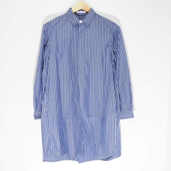 細かいストライプシャツワンピース