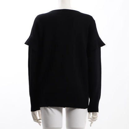 袖フリルラウンドネックニット