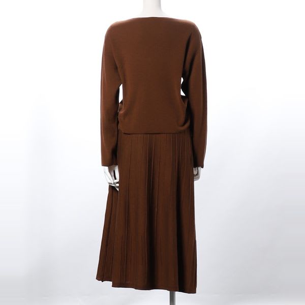 レイヤード風ウエスト切替ニットワンピース