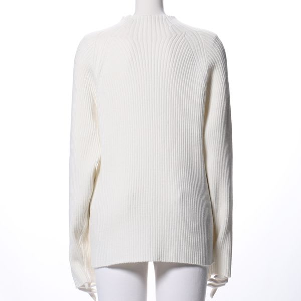 ボトルネックロングスリーブリブニット