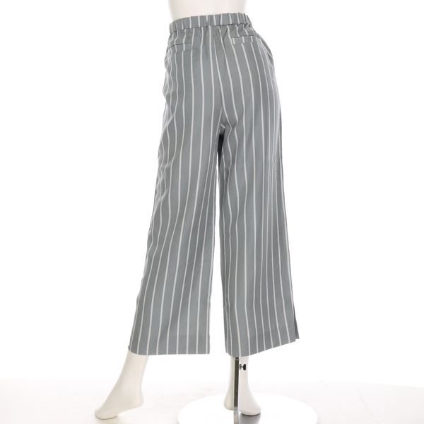 ストライプ柄タック入りワイドストレートパンツ
