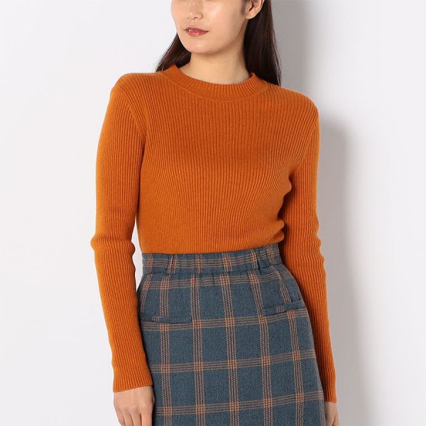 ハイネックリブニット