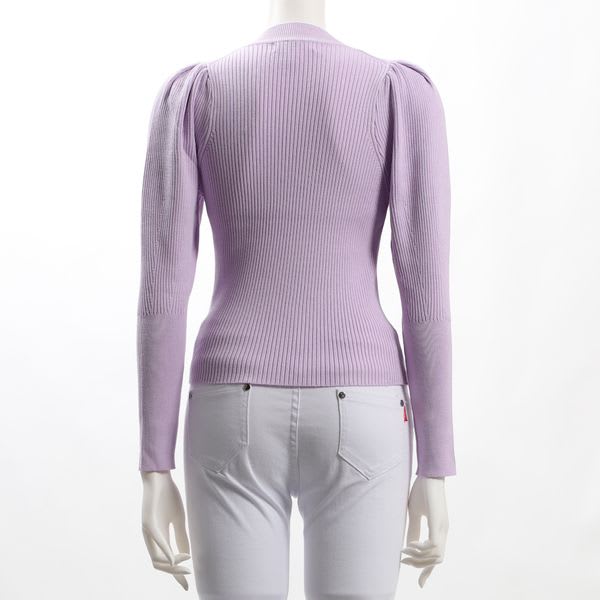 肩ギャザーパフスリーブリブニット