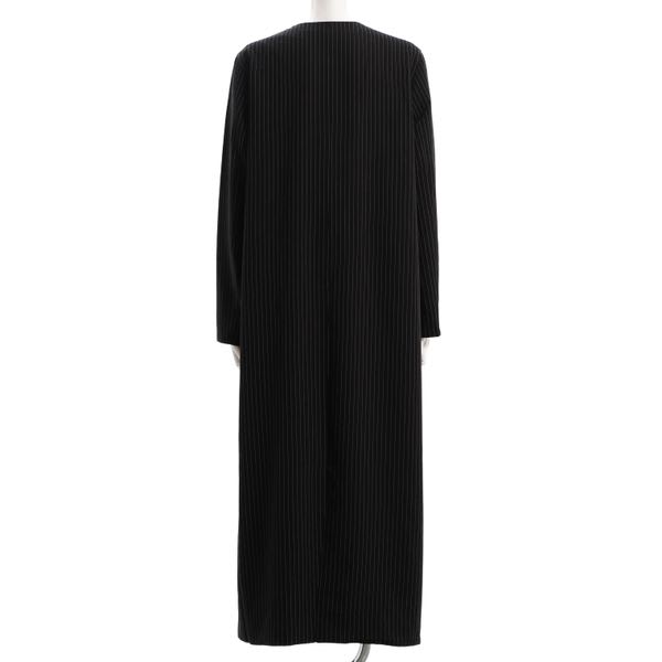 深Vネックストライプマキシワンピース