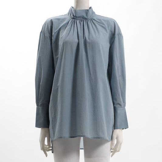 バックリボンスタンドカラーブラウス