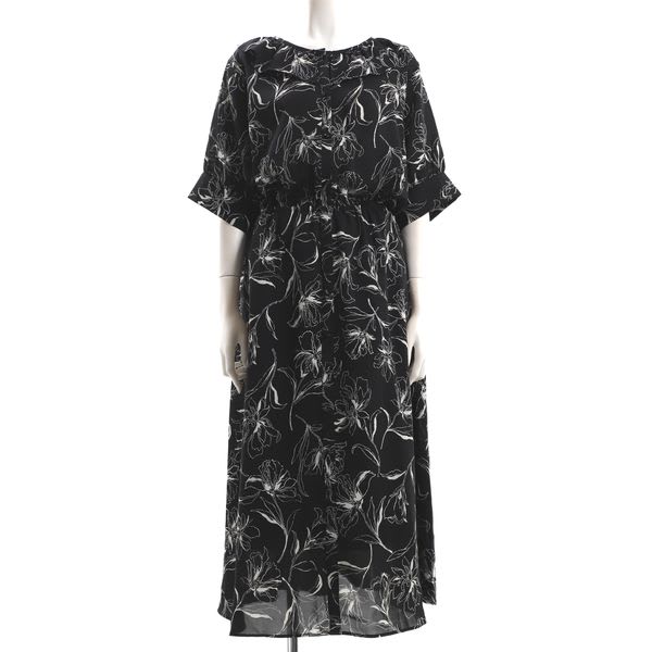 花柄フリルカラーワンピース