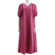 ボリュームスリーブVネックAラインワンピース