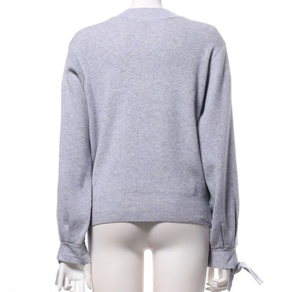 袖口リボンニット