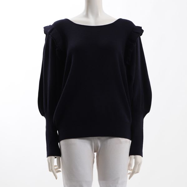 スクエアネックフリルニット