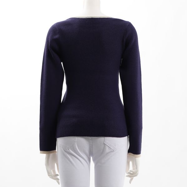 バイカラーリブニット