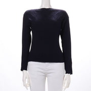 編みデザインスラッシュドネックリブニット