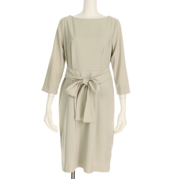 クルーネックウエストリボンワンピース