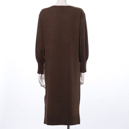 袖釦ボートネックニットワンピース