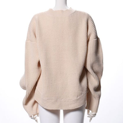 ドロップショルダークルーネックニット