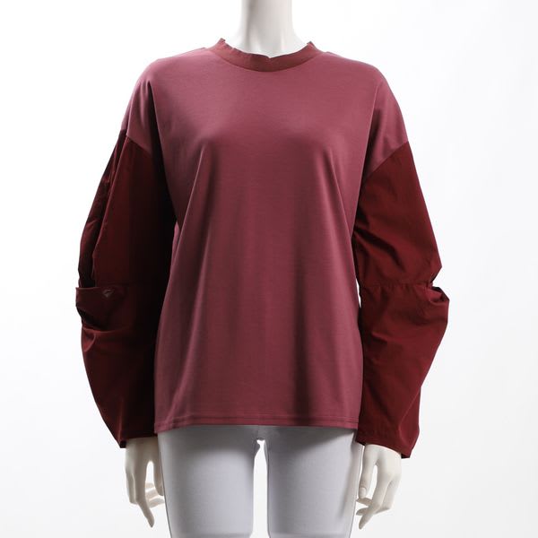 異素材切り替えボリュームスリーブカットソー