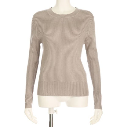 リブラウンドネックニットプルオーバー