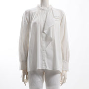 フリルデザインスタンドカラーブラウス