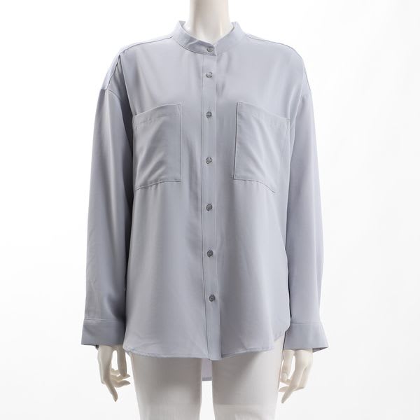 アウトポケットバンドカラーブラウス