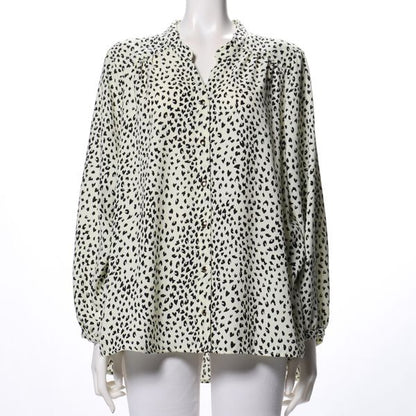 ハートレオパードプリントフロントボタンブラウス