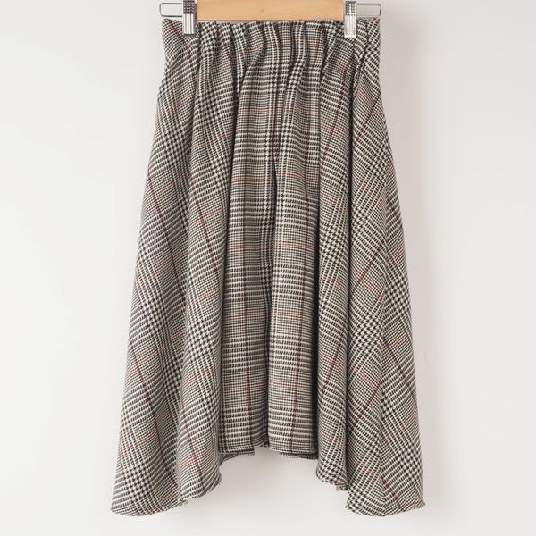 千鳥格子柄イレギュラーヘムフレアスカート