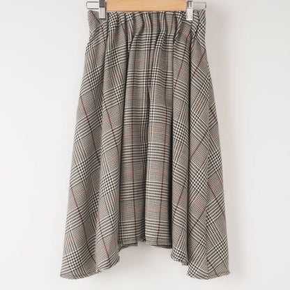 千鳥格子柄イレギュラーヘムフレアスカート