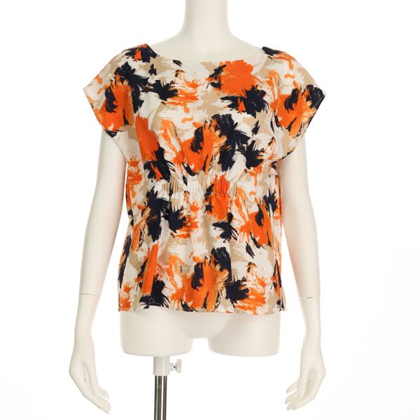 カルゼフラワープリント柄ブラウス