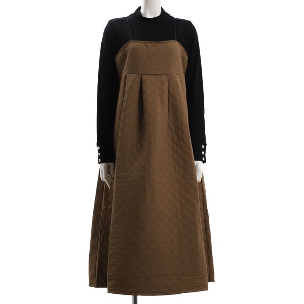 キャミワンピースリブカットソードッキングワンピース