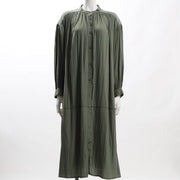 ギャザードネックバンドカラーワンピース