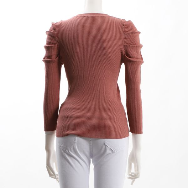 パワーショルダーリブニット