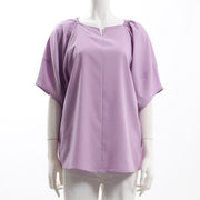 ふんわり袖オープンフロントネックブラウス