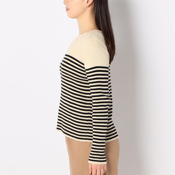 シンプルクルーネックリブニット