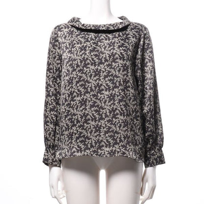 モノクロフラワープリント総柄ブラウス