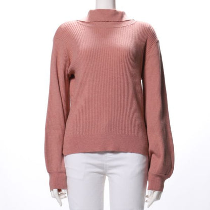 バックリボンリブニット