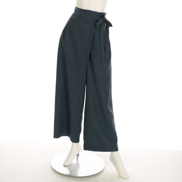 サイドリボンラップ風ワイドパンツ