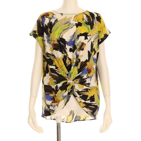 ボタニカル柄ねじりブラウス