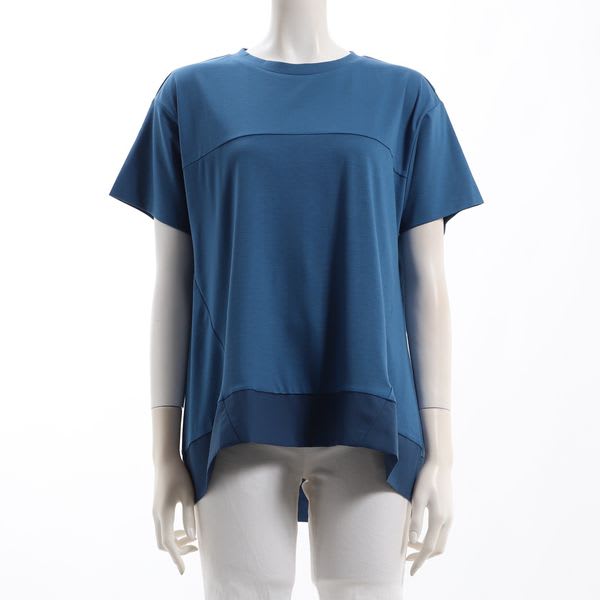 異素材切り替えクルーネックカットソー